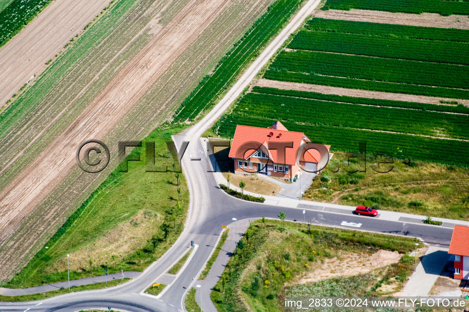 New development area Hardtwald in the district Hardtwald in Neupotz in the state Rhineland-Palatinate, Germany out of the air