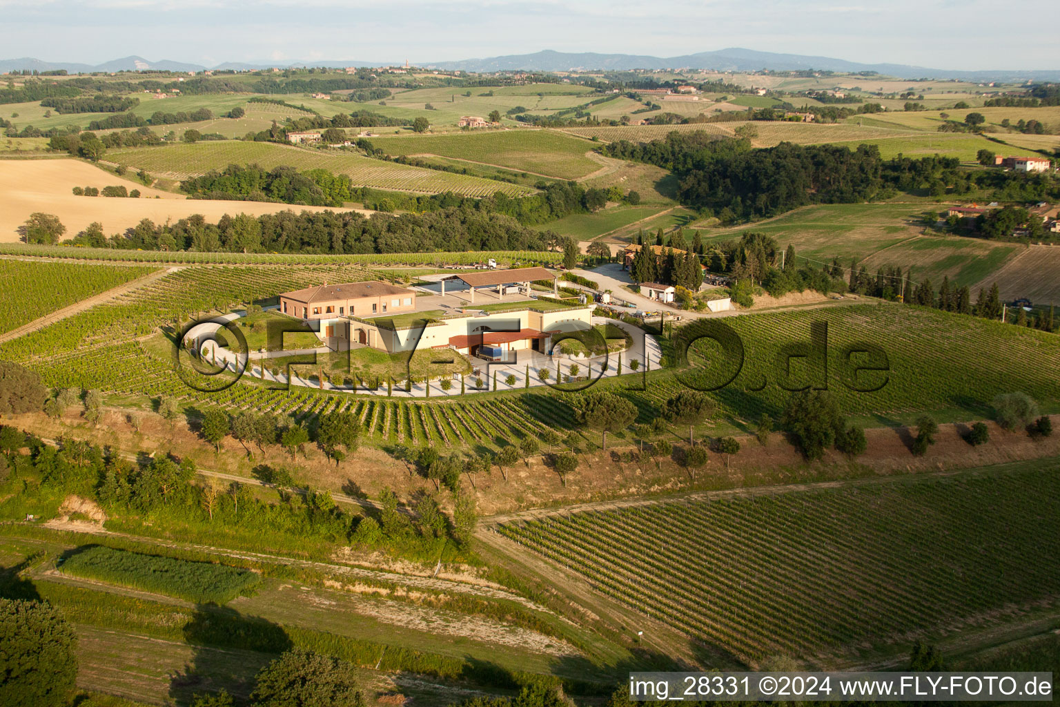 Aerial photograpy of Valiano in the state Tuscany, Italy