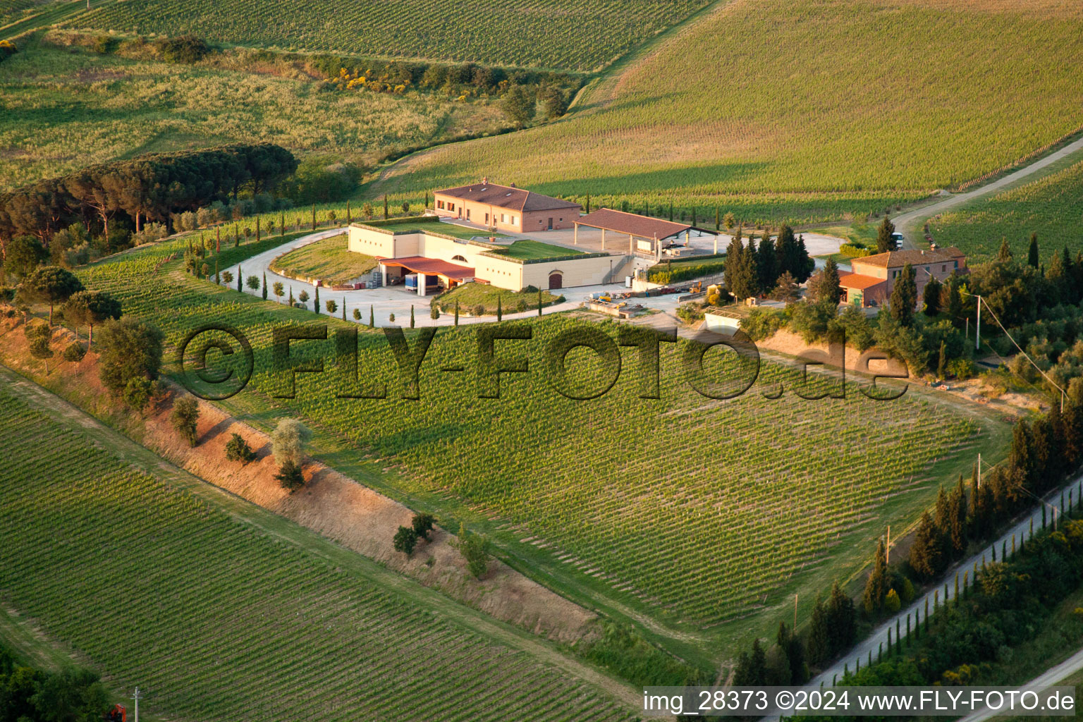 Valiano in the state Tuscany, Italy from above