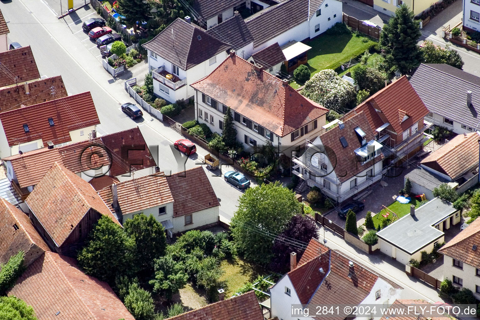 Neupotz in the state Rhineland-Palatinate, Germany seen from a drone