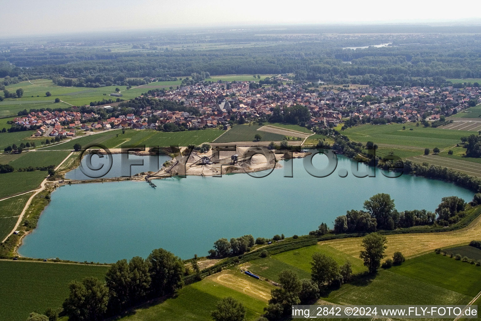 Quarry lake in Neupotz in the state Rhineland-Palatinate, Germany