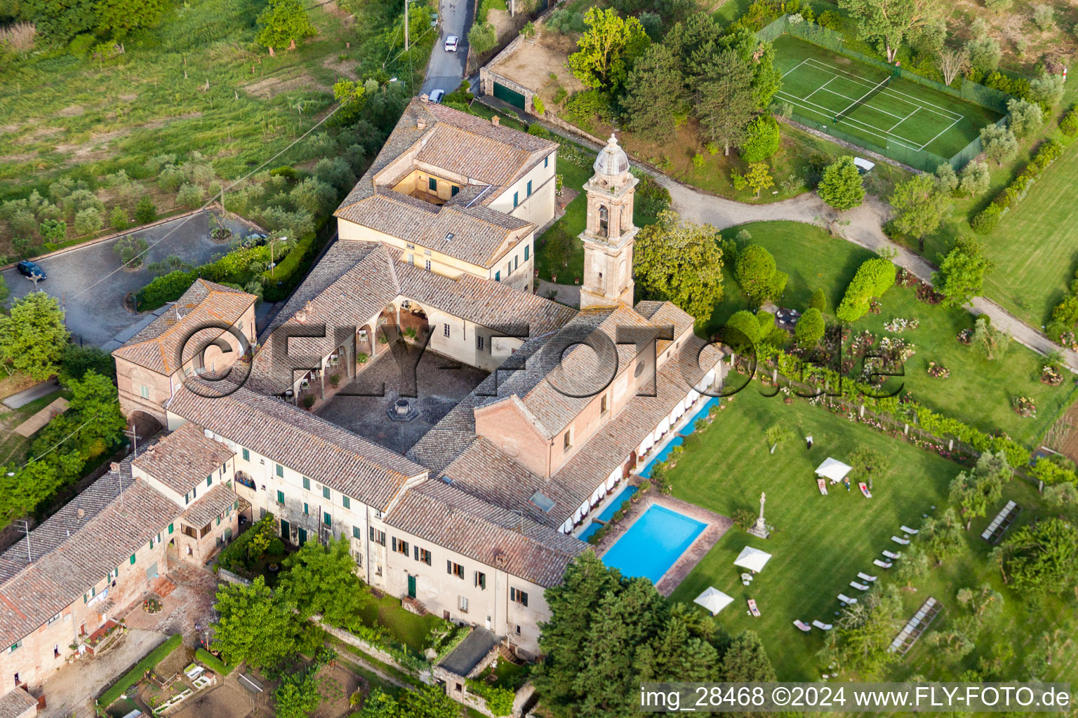 Complex of the hotel building Certosa di Maggiano in Siena in Toskana, Italy