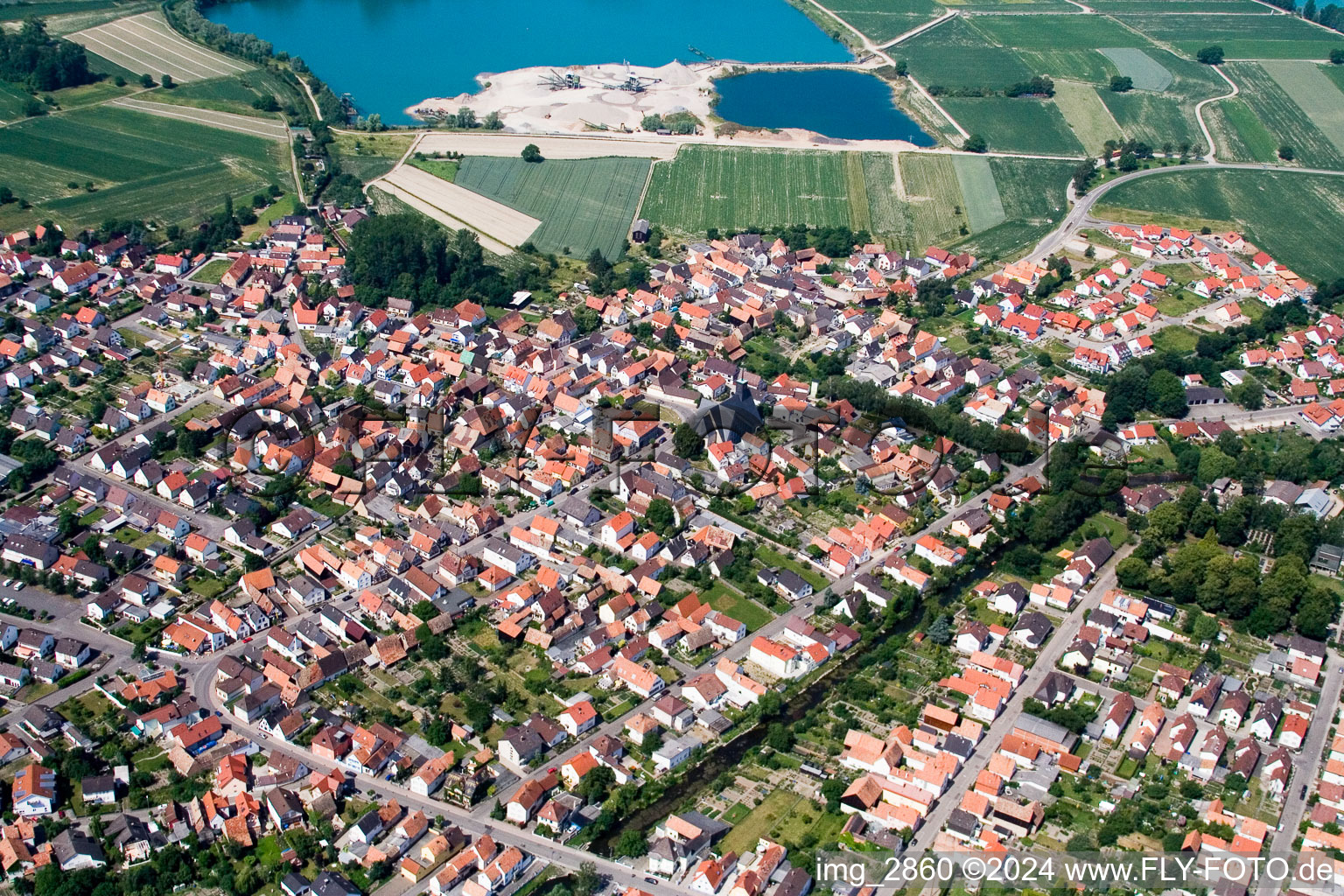 From the east in Leimersheim in the state Rhineland-Palatinate, Germany