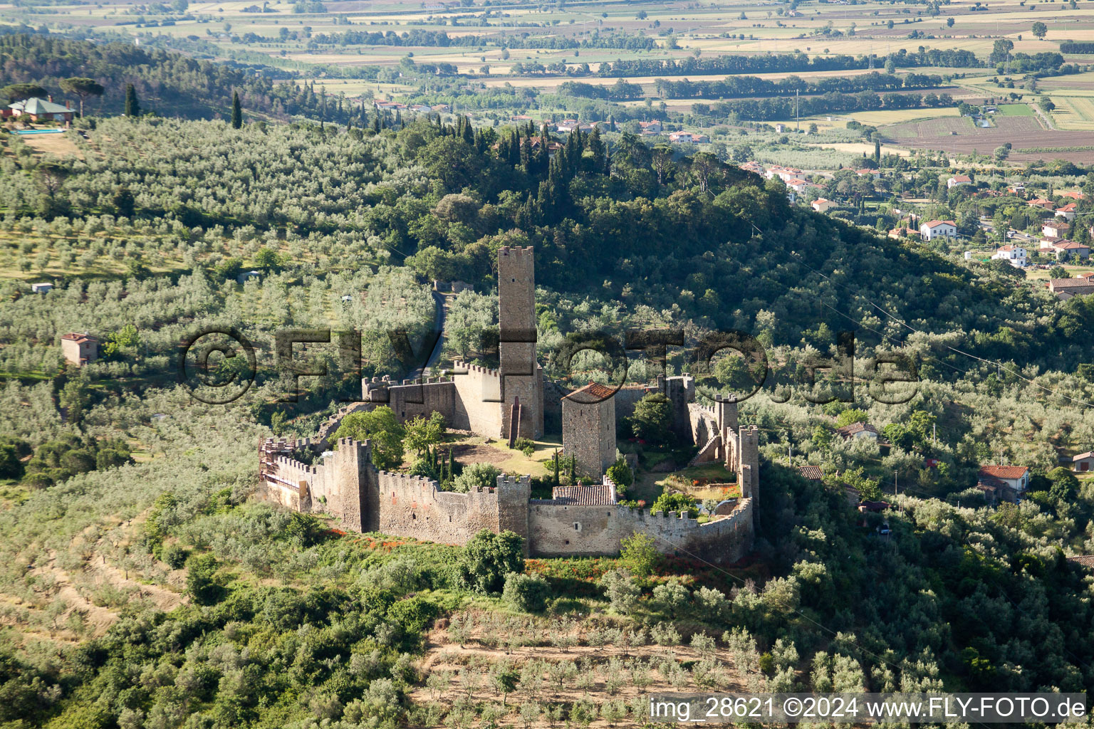 Aerial view of Pergognano in the state Tuscany, Italy