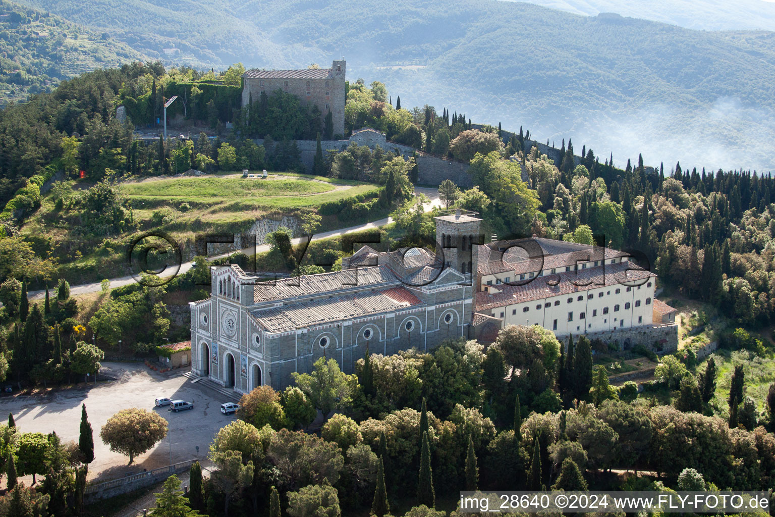 Aerial view of Cortona in the state Arezzo, Italy