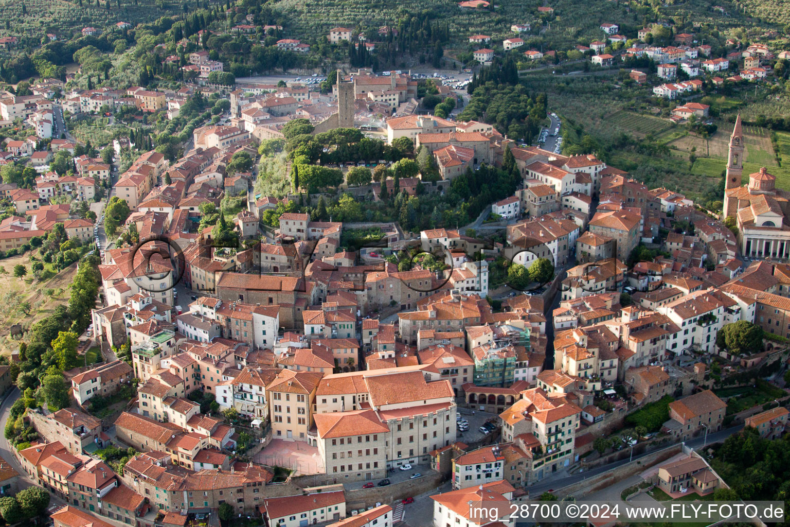 Oblique view of Castiglion Fiorentino in the state Arezzo, Italy