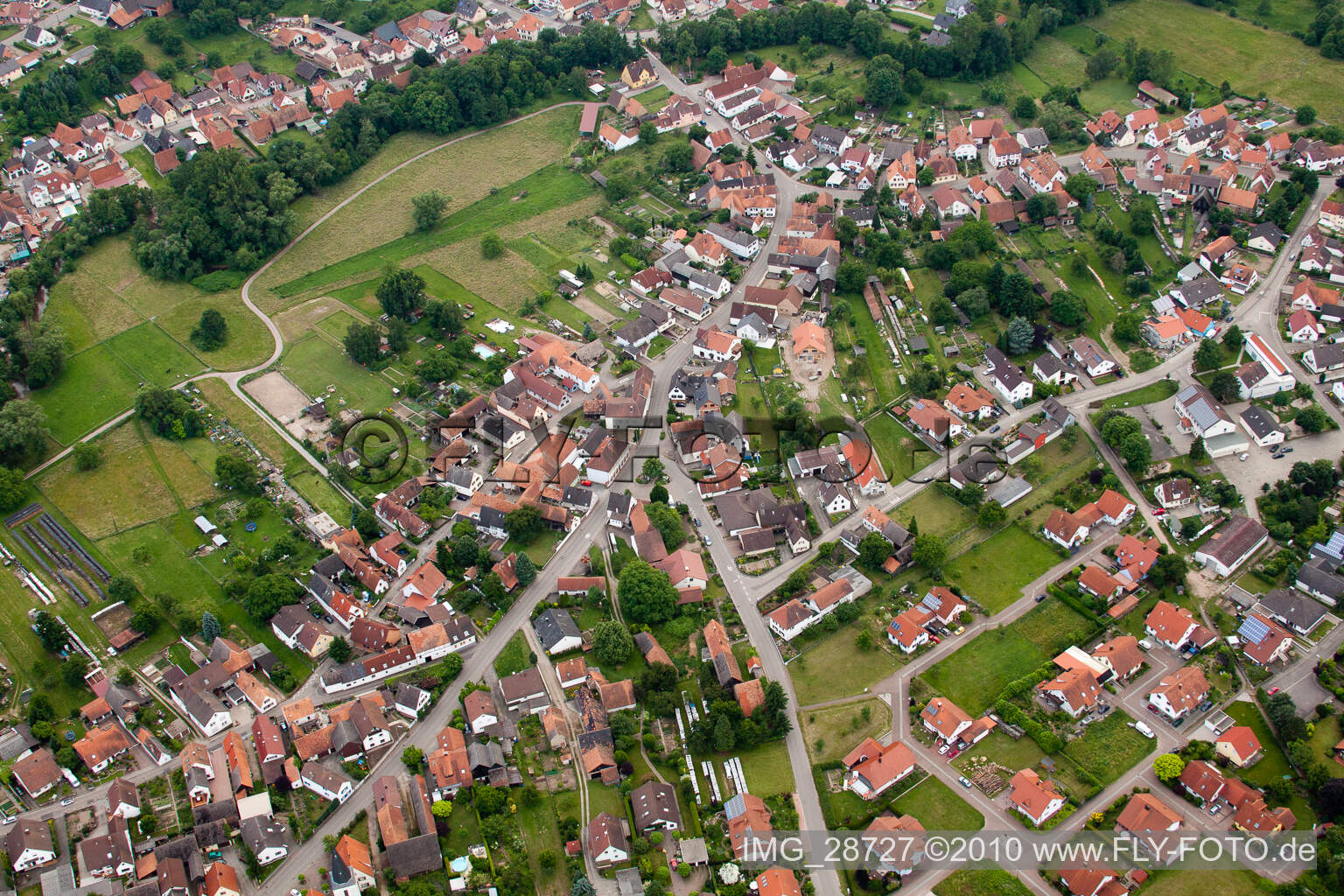 Drone recording of Scheibenhardt in Scheibenhard in the state Bas-Rhin, France