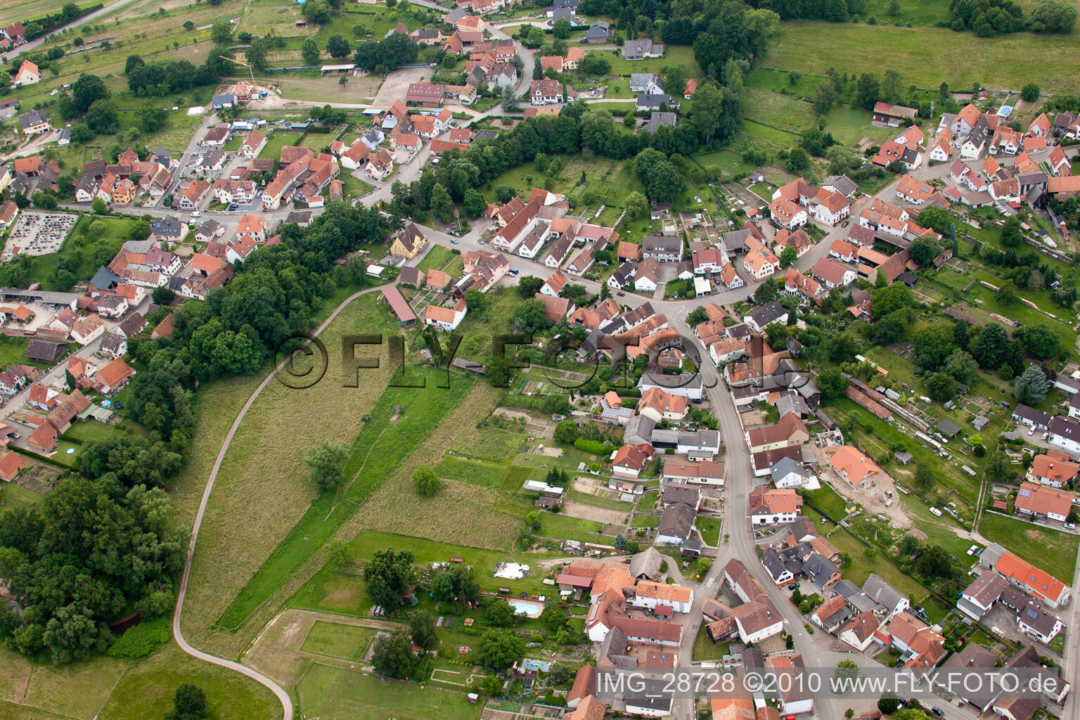 Drone image of Scheibenhardt in Scheibenhard in the state Bas-Rhin, France