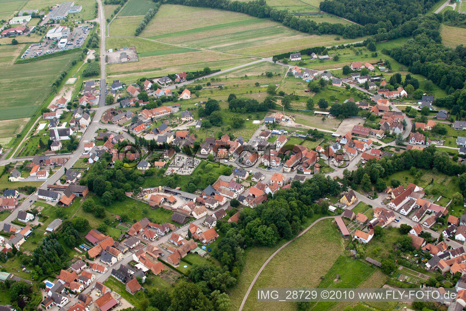 Scheibenhardt in Scheibenhard in the state Bas-Rhin, France from the drone perspective