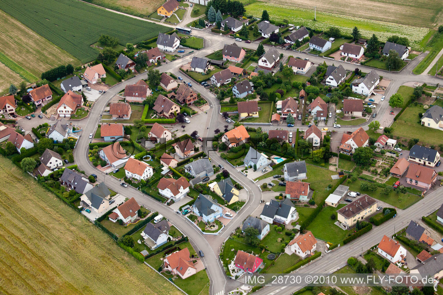Scheibenhardt in Scheibenhard in the state Bas-Rhin, France from a drone