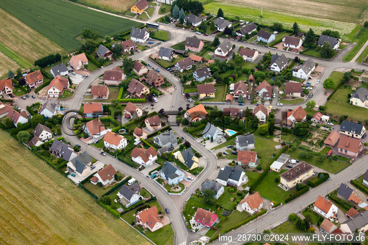 Scheibenhardt in Scheibenhard in the state Bas-Rhin, France from a drone