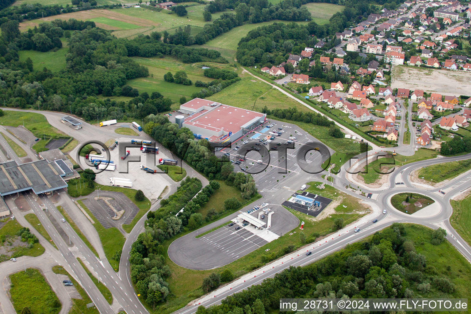 The new Carrefour supermarket in Lauterbourg in the state Bas-Rhin, France