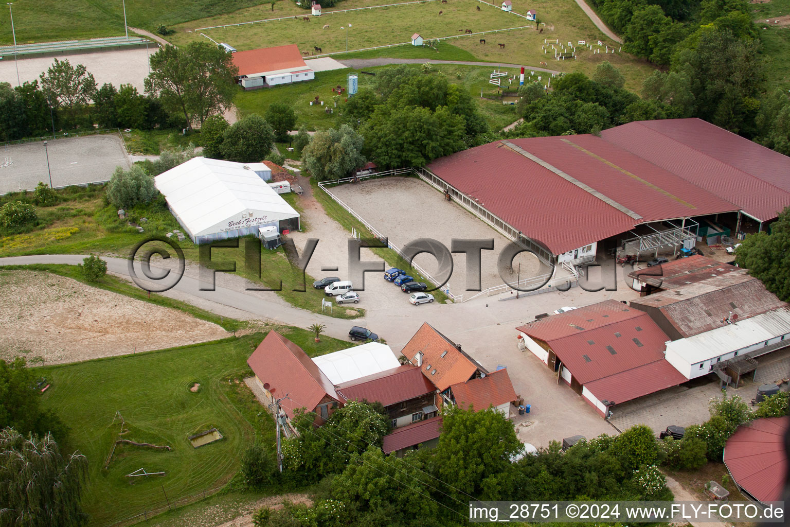 Haras de la Nee in Neewiller-près-Lauterbourg in the state Bas-Rhin, France from the plane