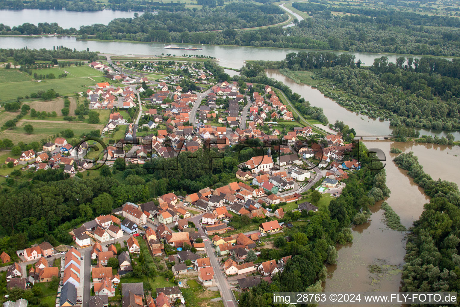 Munchhausen in the state Bas-Rhin, France seen from above