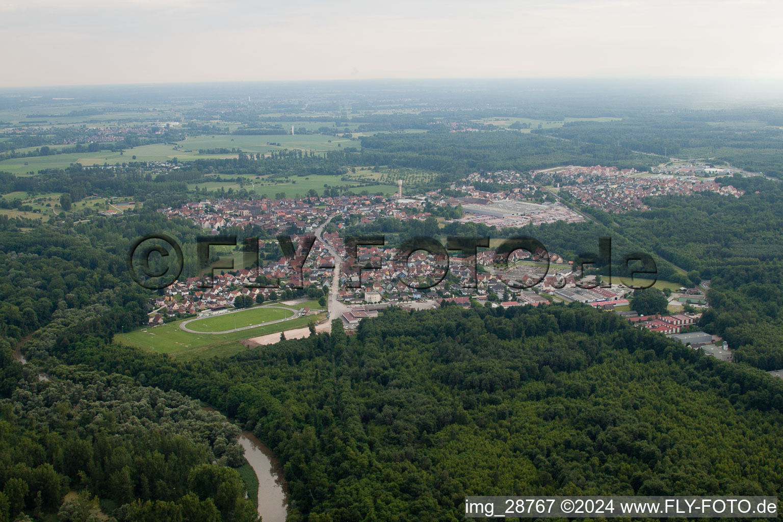 Seltz in the state Bas-Rhin, France from the plane