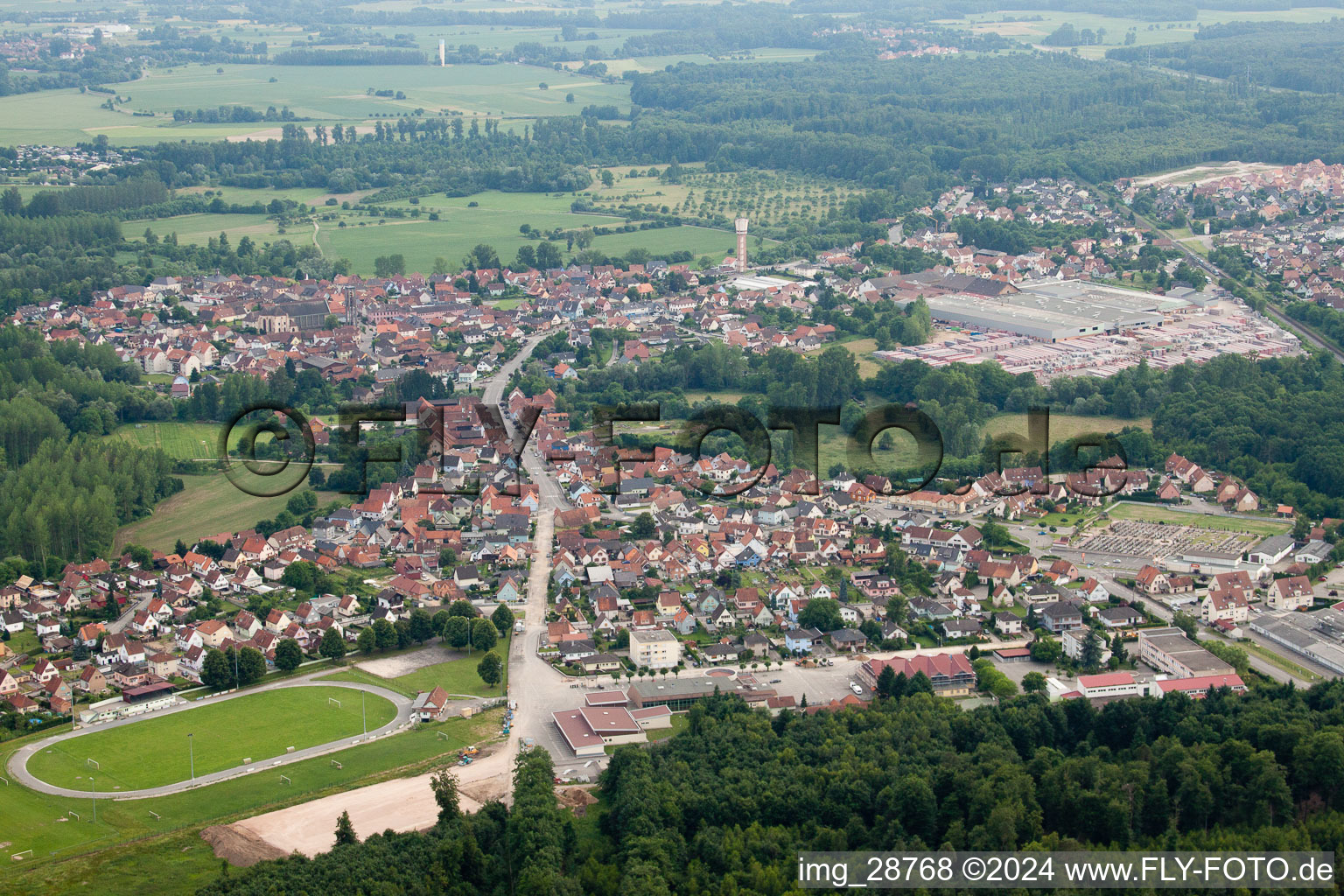 Bird's eye view of Seltz in the state Bas-Rhin, France