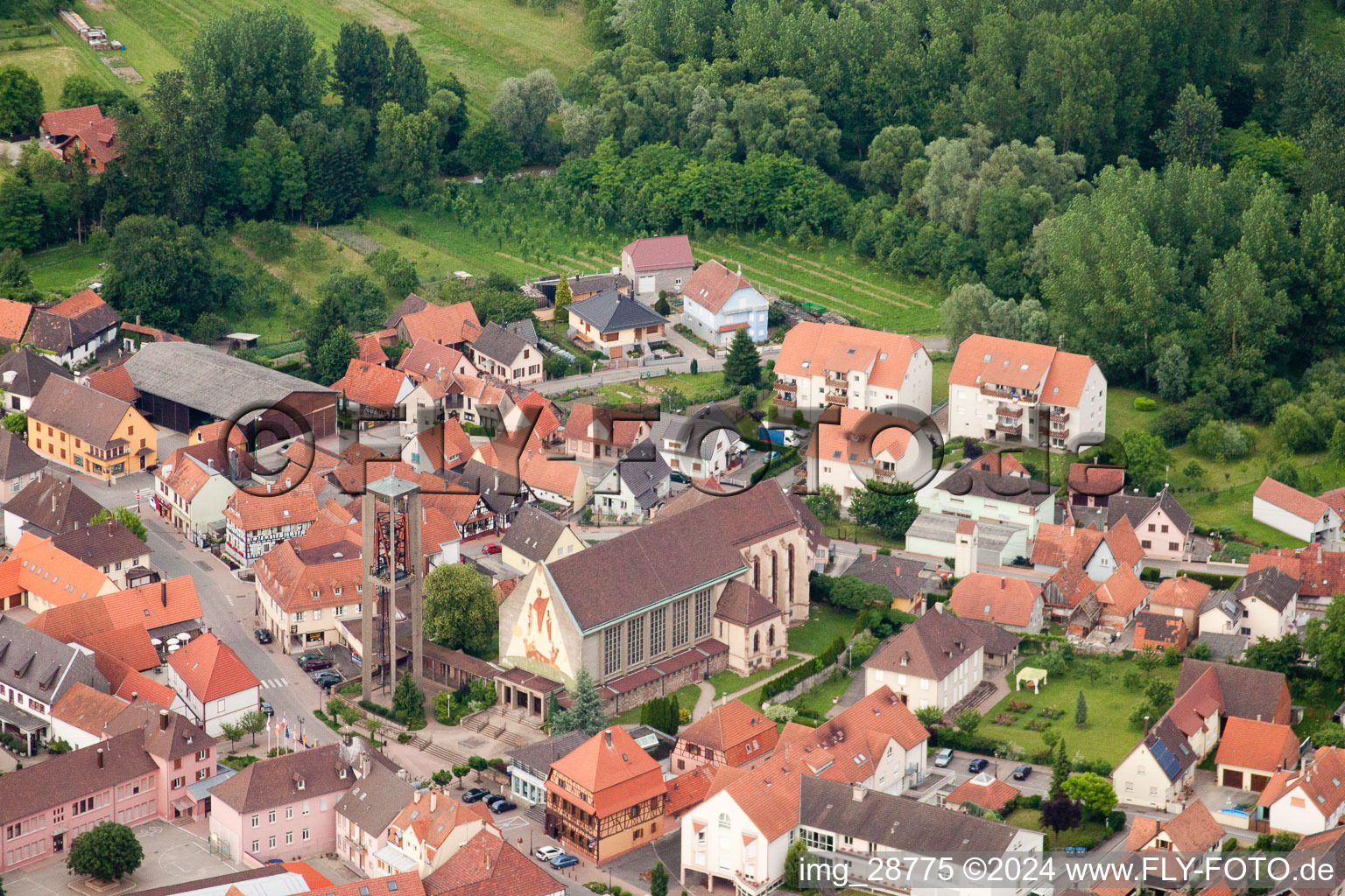 Seltz in the state Bas-Rhin, France from the drone perspective