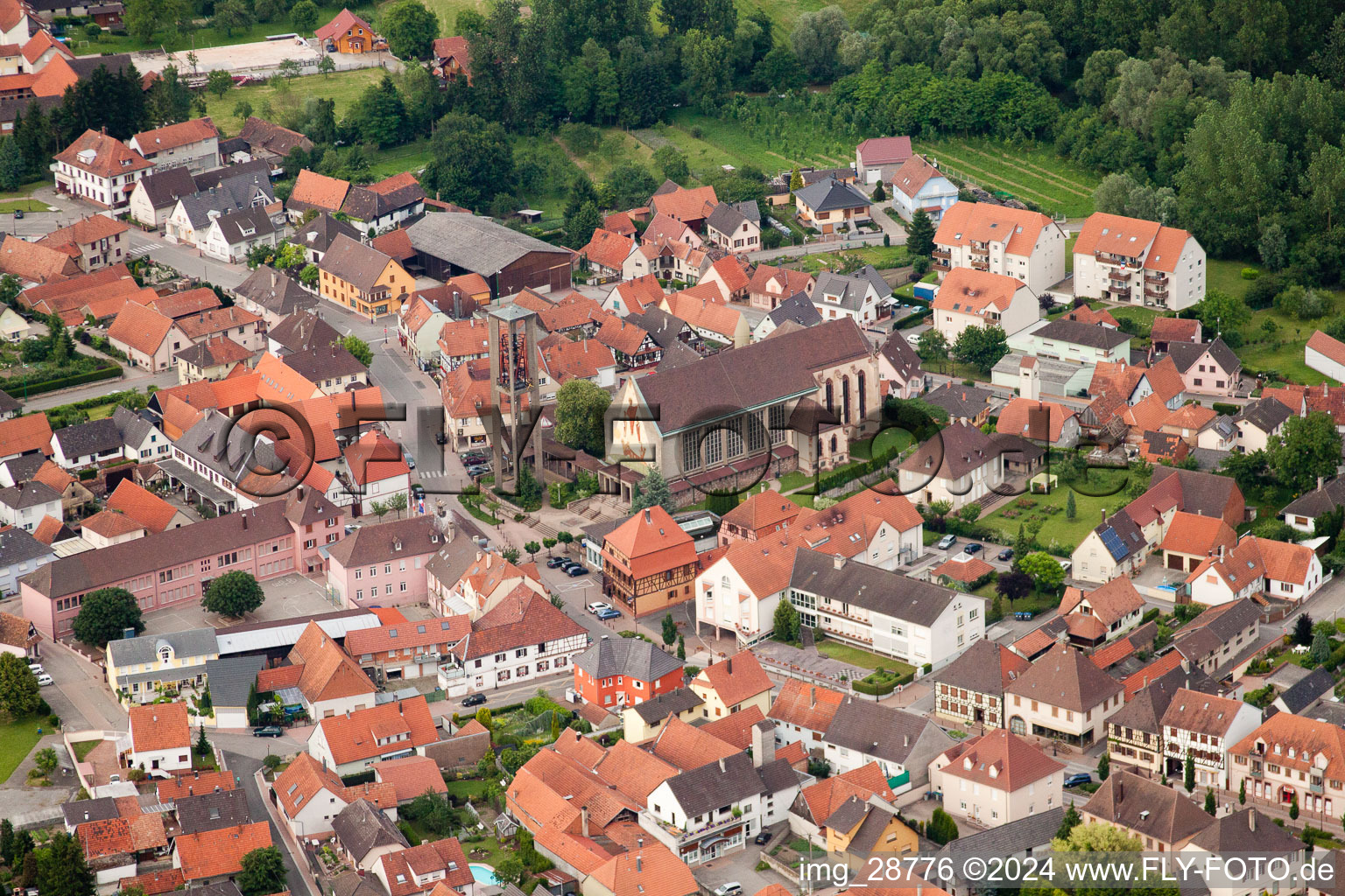 Seltz in the state Bas-Rhin, France from a drone