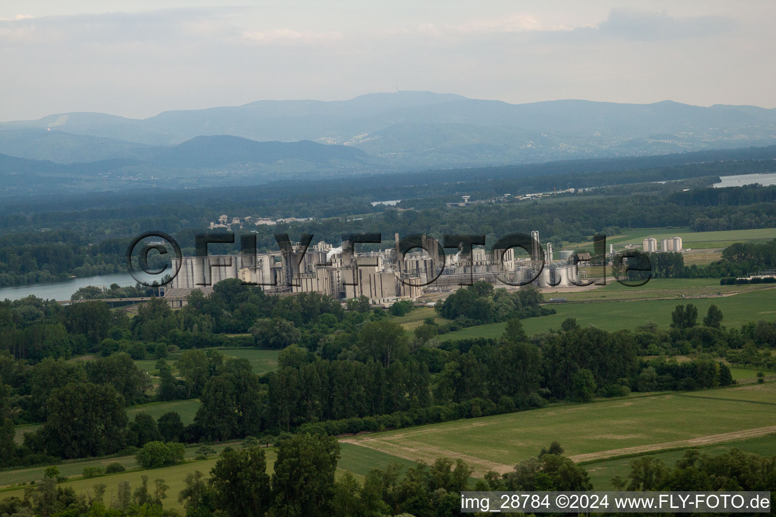 Aerial view of Dow Chemical in Beinheim in the state Bas-Rhin, France