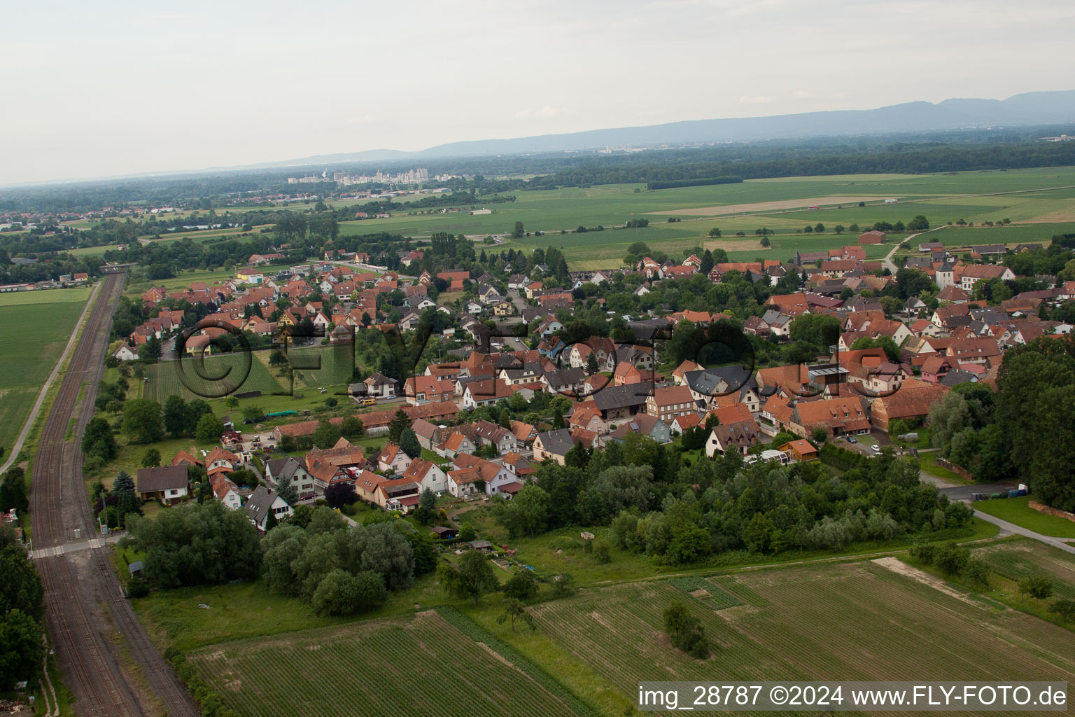 Roppenheim in the state Bas-Rhin, France from above