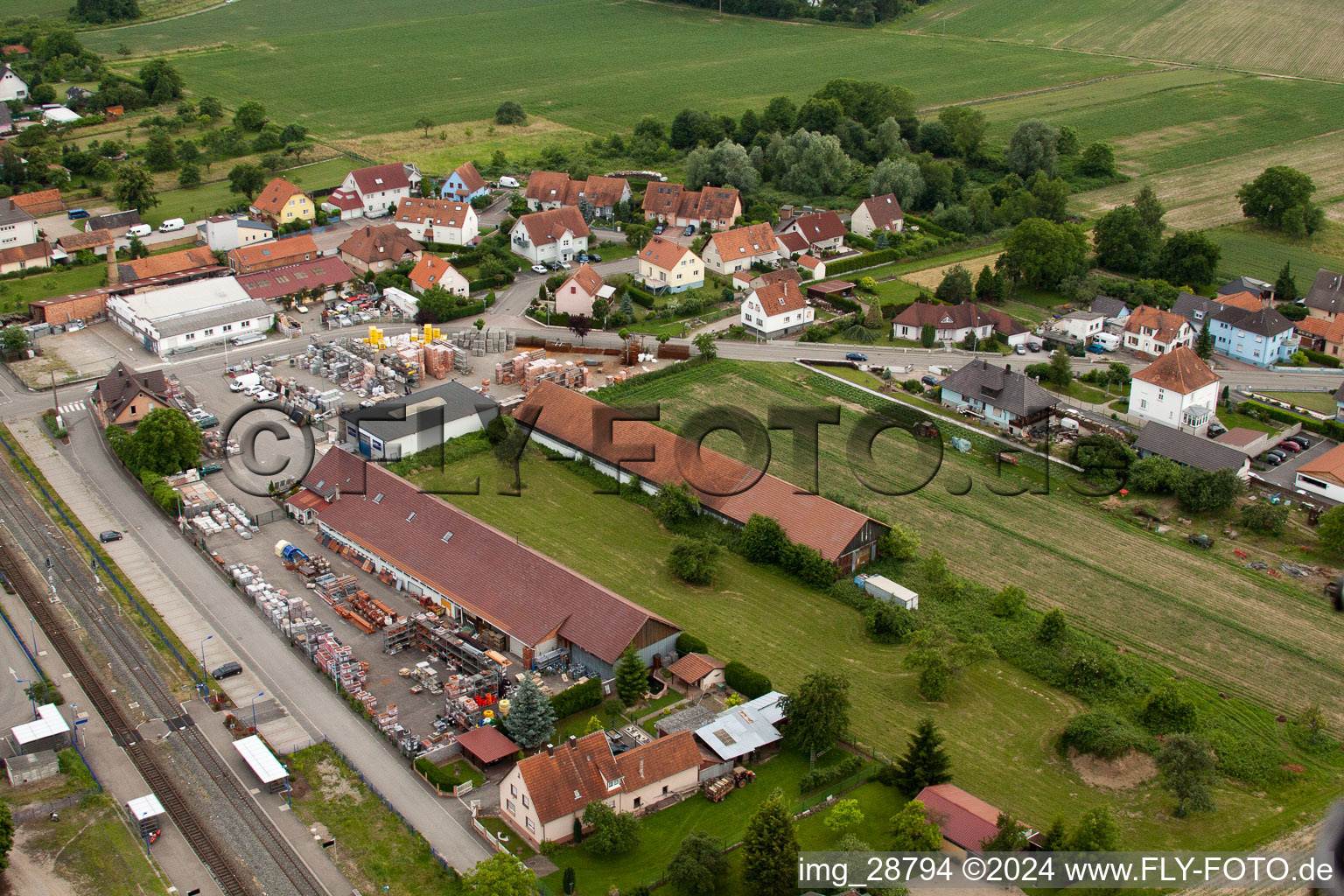 Rœschwoog in the state Bas-Rhin, France out of the air