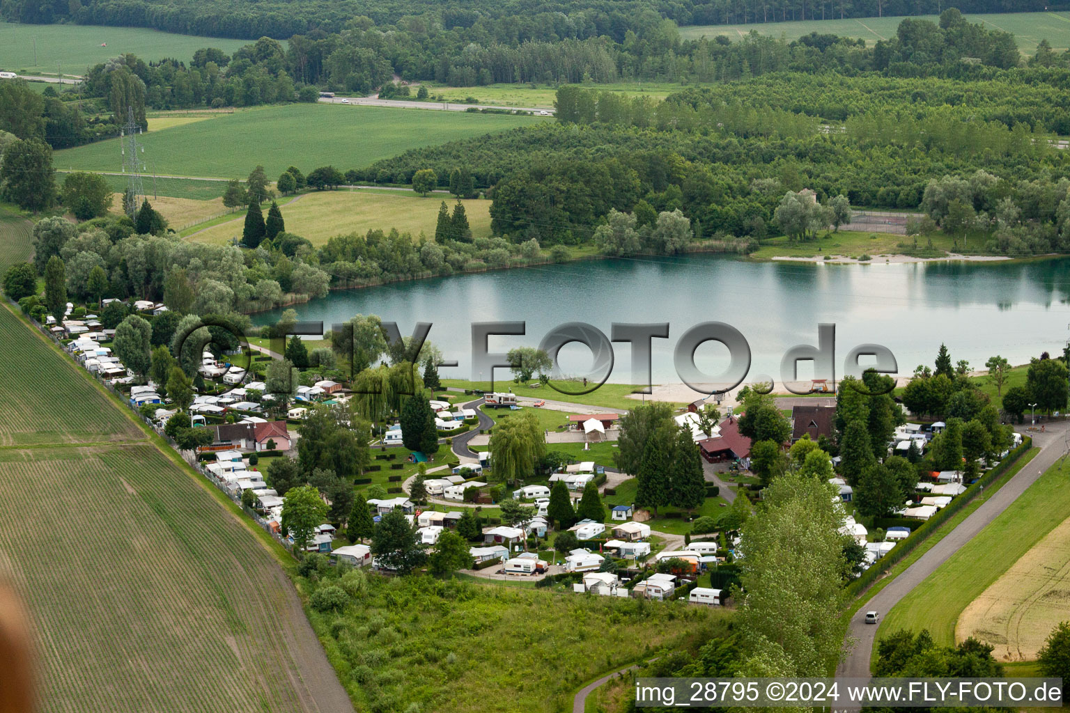 Camping at the pond in Rœschwoog in the state Bas-Rhin, France