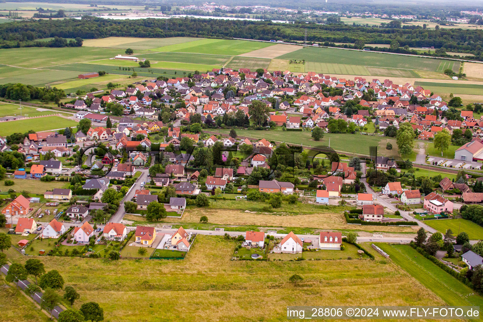 Rountzenheim in the state Bas-Rhin, France seen from above