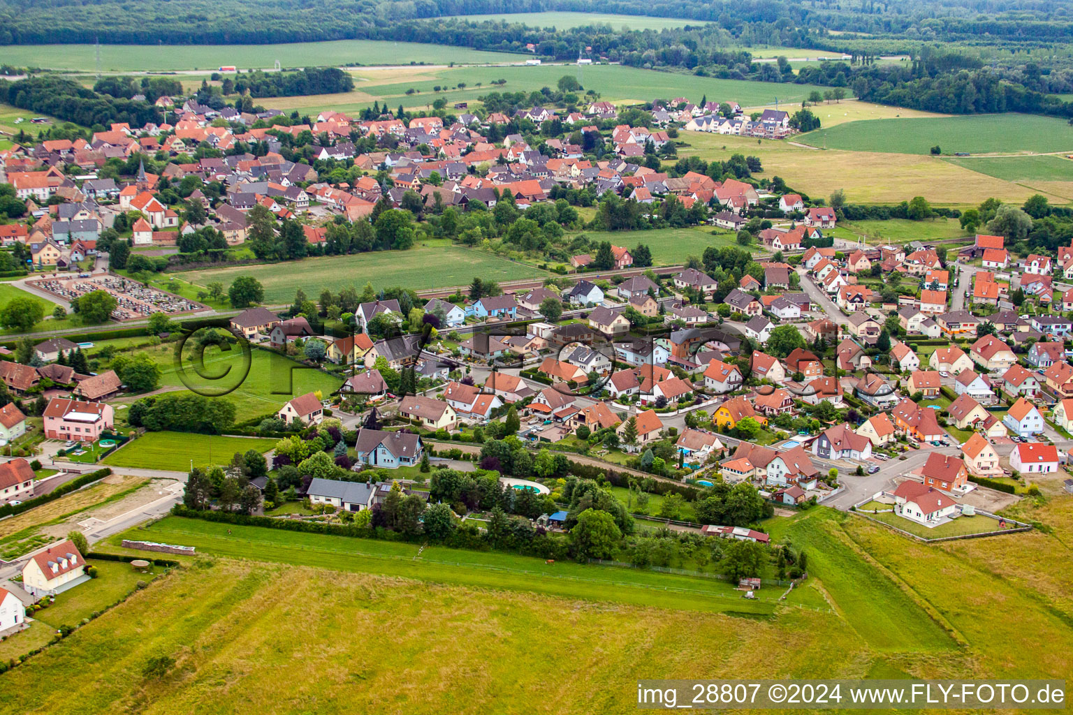 Rountzenheim in the state Bas-Rhin, France from the plane