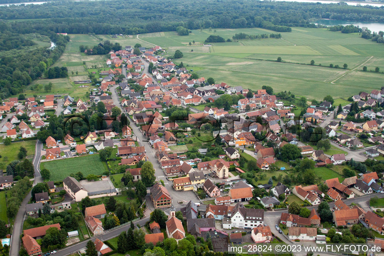 Bird's eye view of Dalhunden in the state Bas-Rhin, France