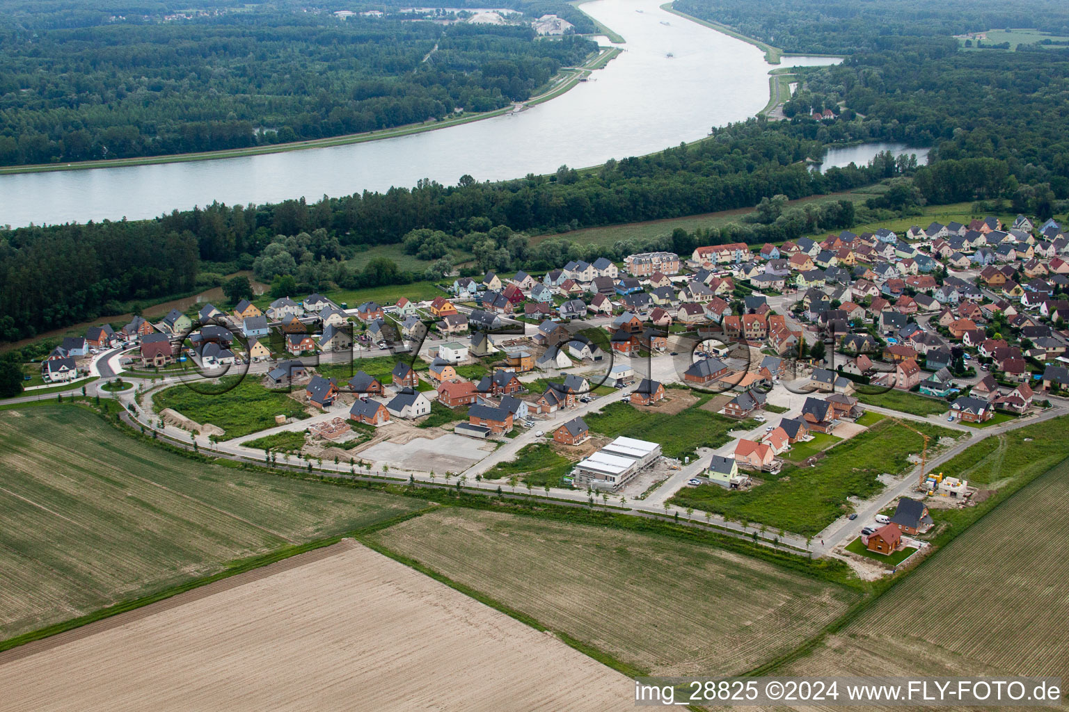 Drone image of Drusenheim in the state Bas-Rhin, France