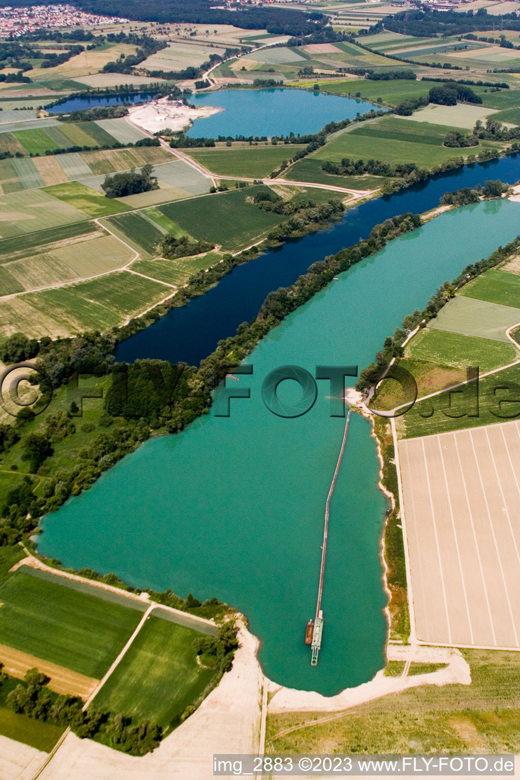 Gravel pond in Jockgrim in the state Rhineland-Palatinate, Germany