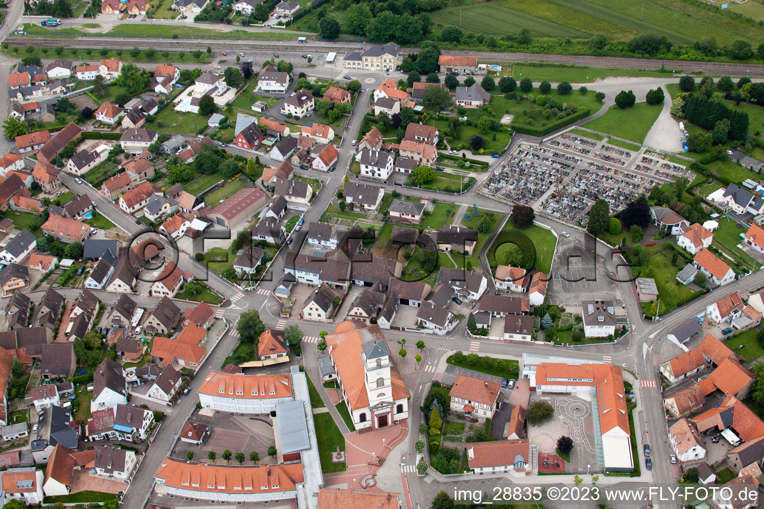 Drusenheim in the state Bas-Rhin, France out of the air