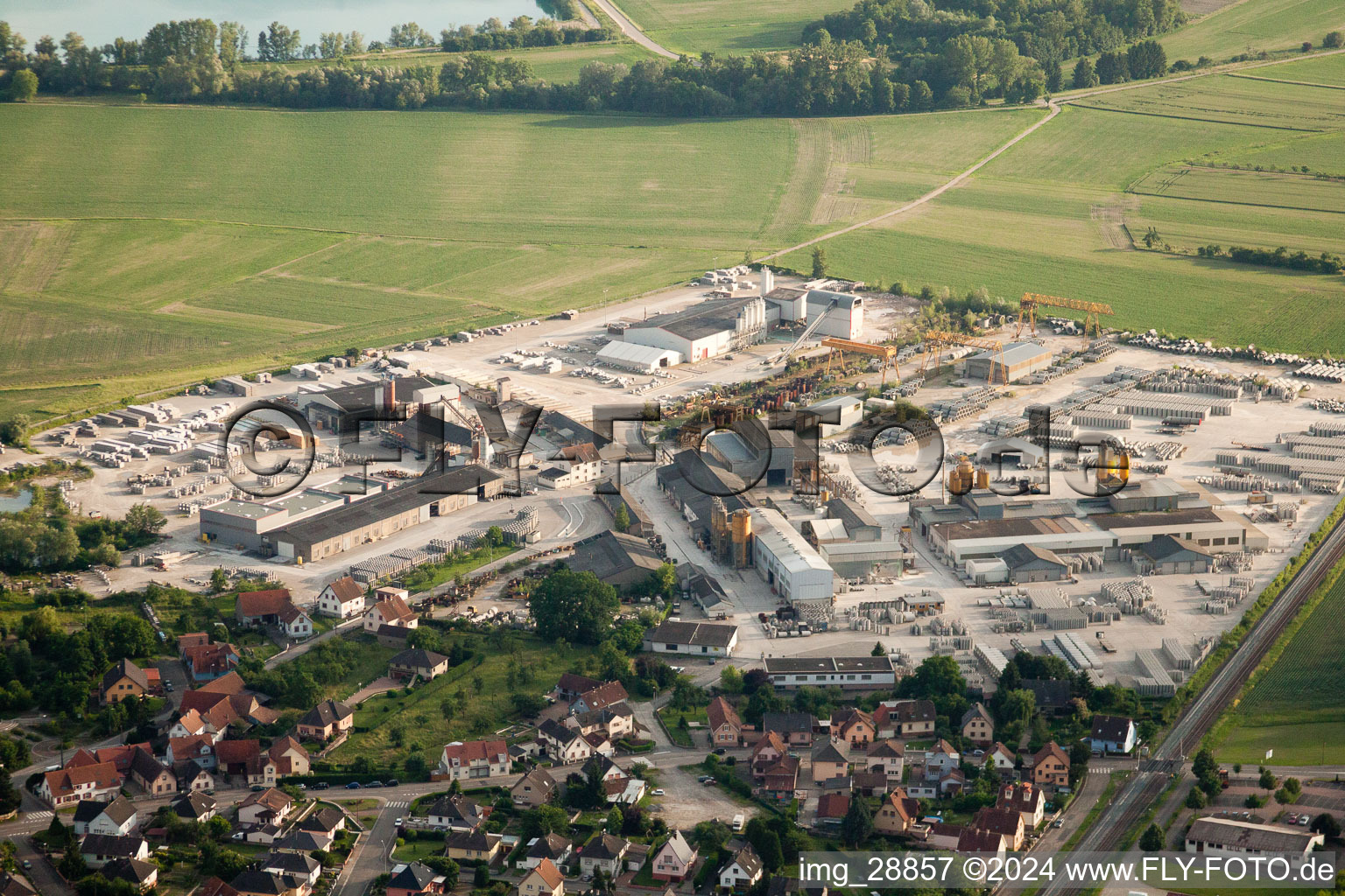 Aerial view of Kilstett in the state Bas-Rhin, France