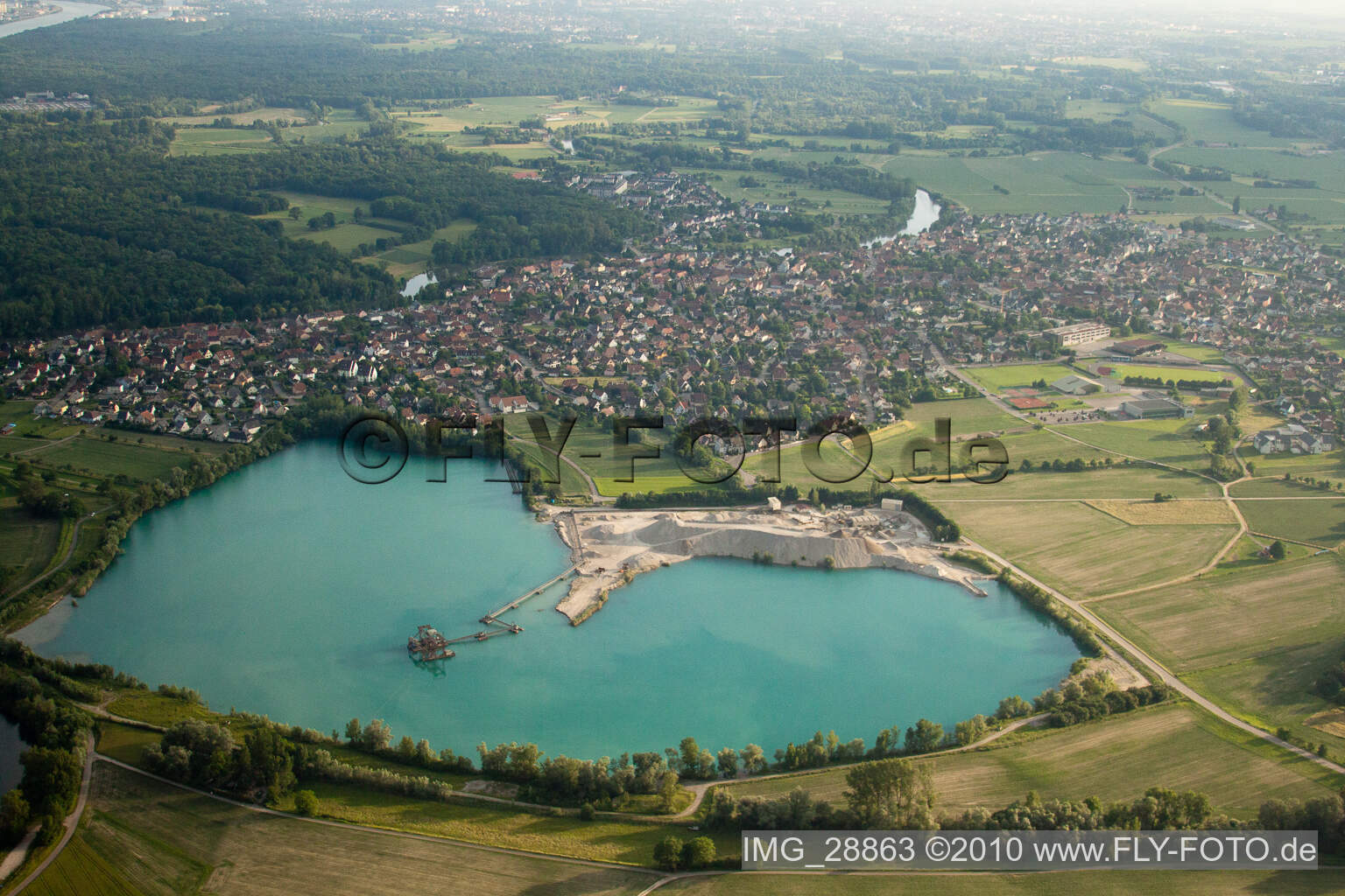 Site and tailings area of the gravel mining GraviA?re in La Wantzenau in Grand Est, France