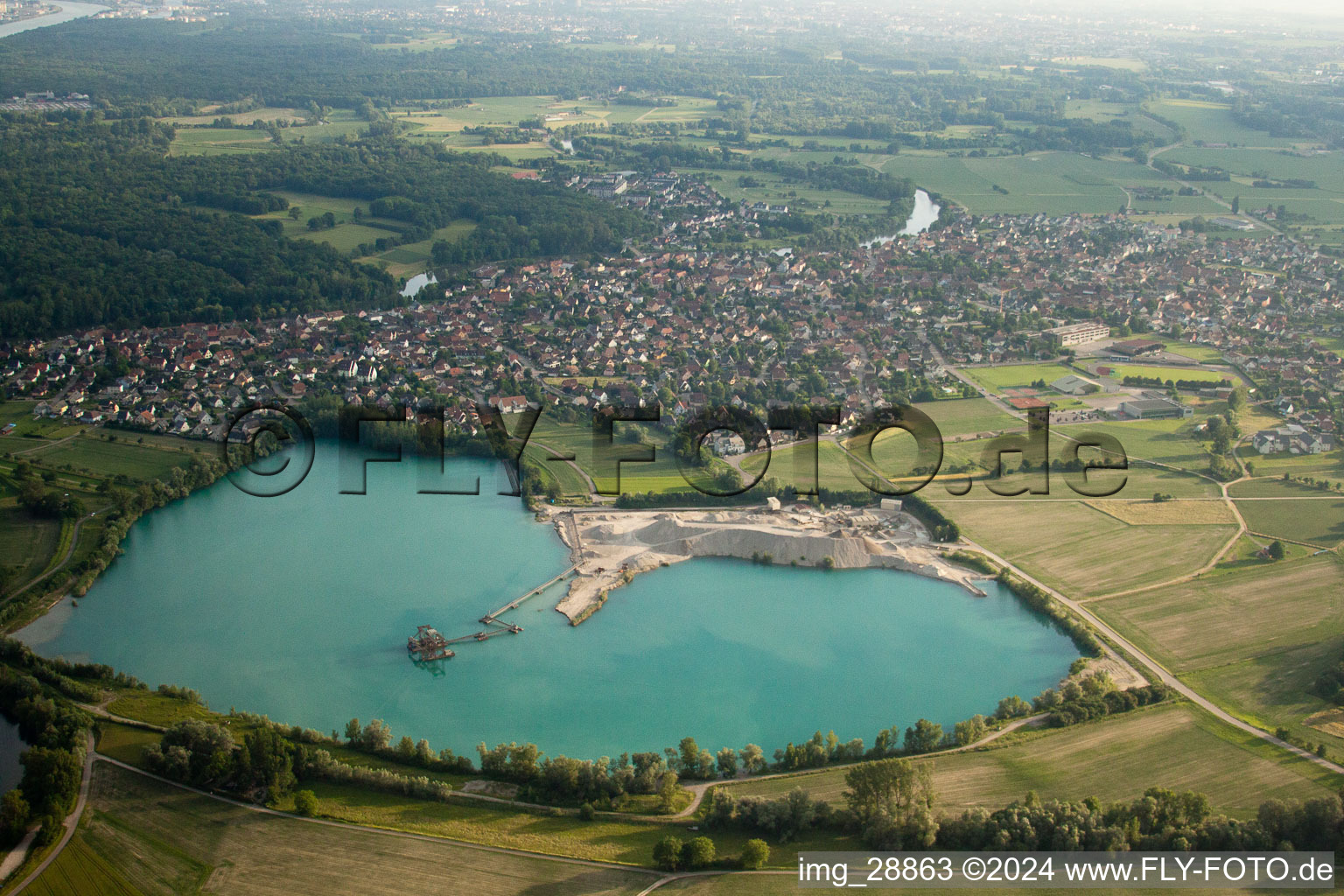 Site and tailings area of the gravel mining GraviA?re in La Wantzenau in Grand Est, France