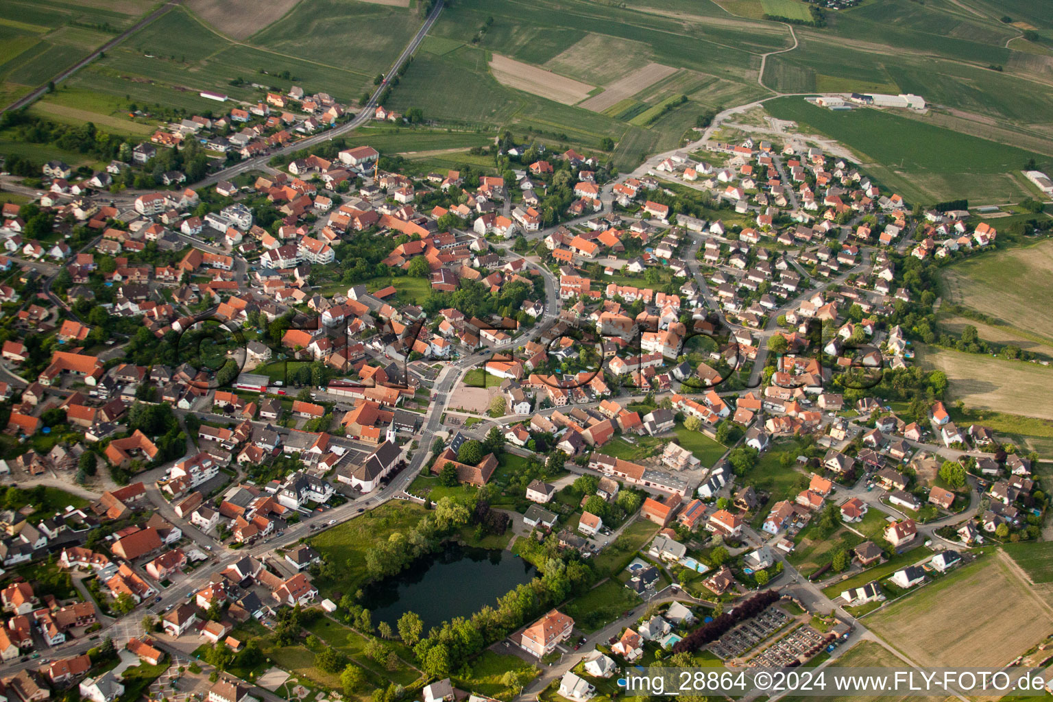 Oblique view of Kilstett in the state Bas-Rhin, France