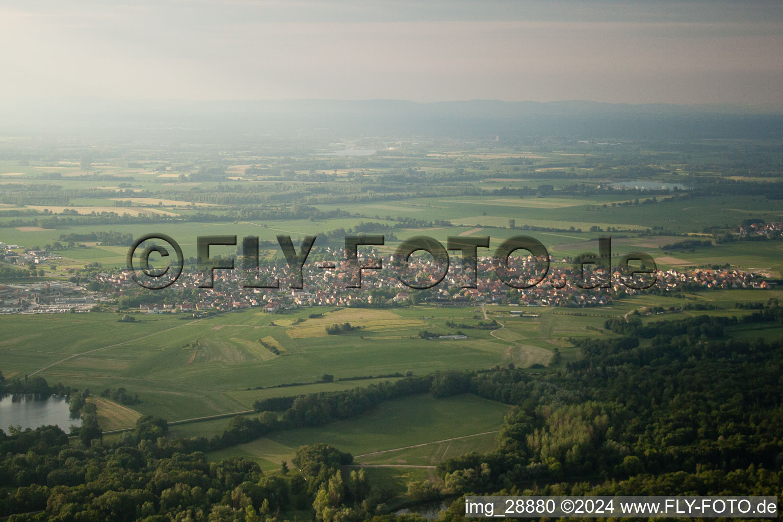 Aerial photograpy of District Diersheim in Rheinau in the state Baden-Wuerttemberg, Germany