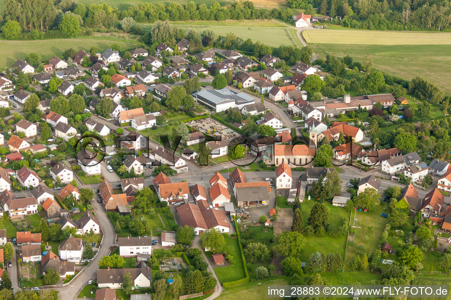 Village view in the district Honau in Rheinau in the state Baden-Wurttemberg, Germany