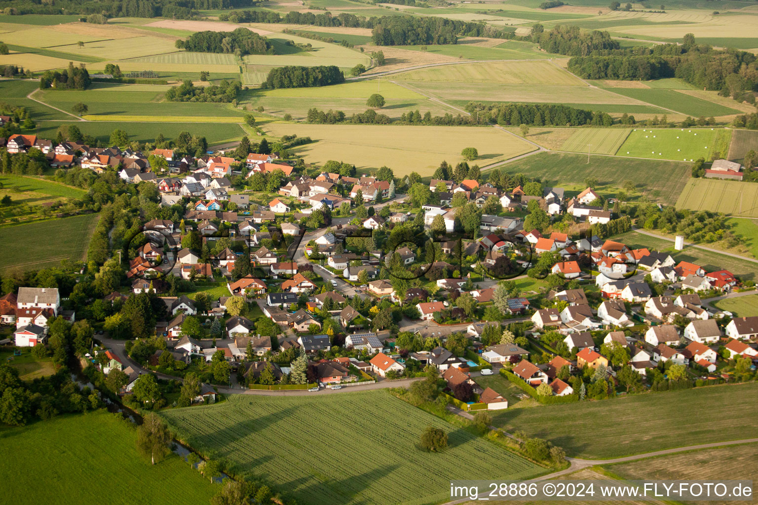 Oblique view of District Diersheim in Rheinau in the state Baden-Wuerttemberg, Germany