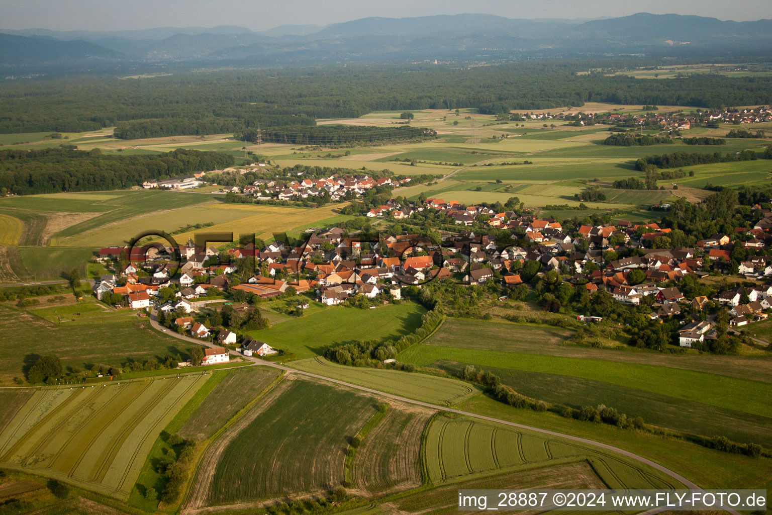 District Diersheim in Rheinau in the state Baden-Wuerttemberg, Germany from above