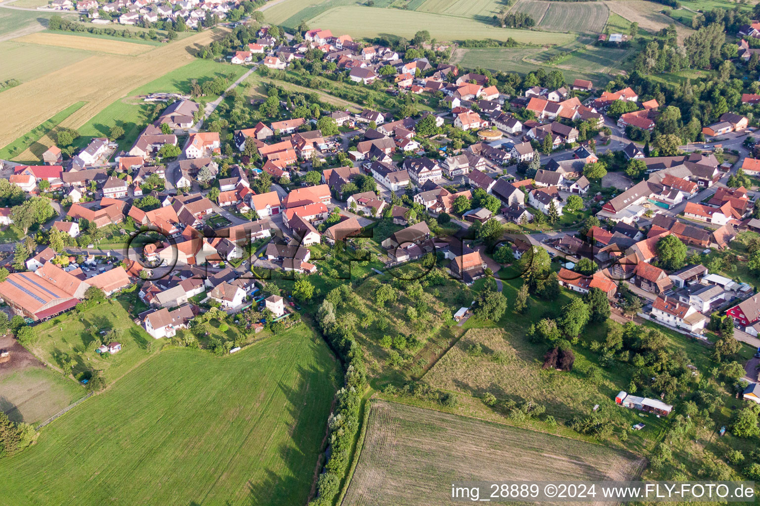 Aerial view of Village view in the district Linx in Rheinau in the state Baden-Wurttemberg, Germany