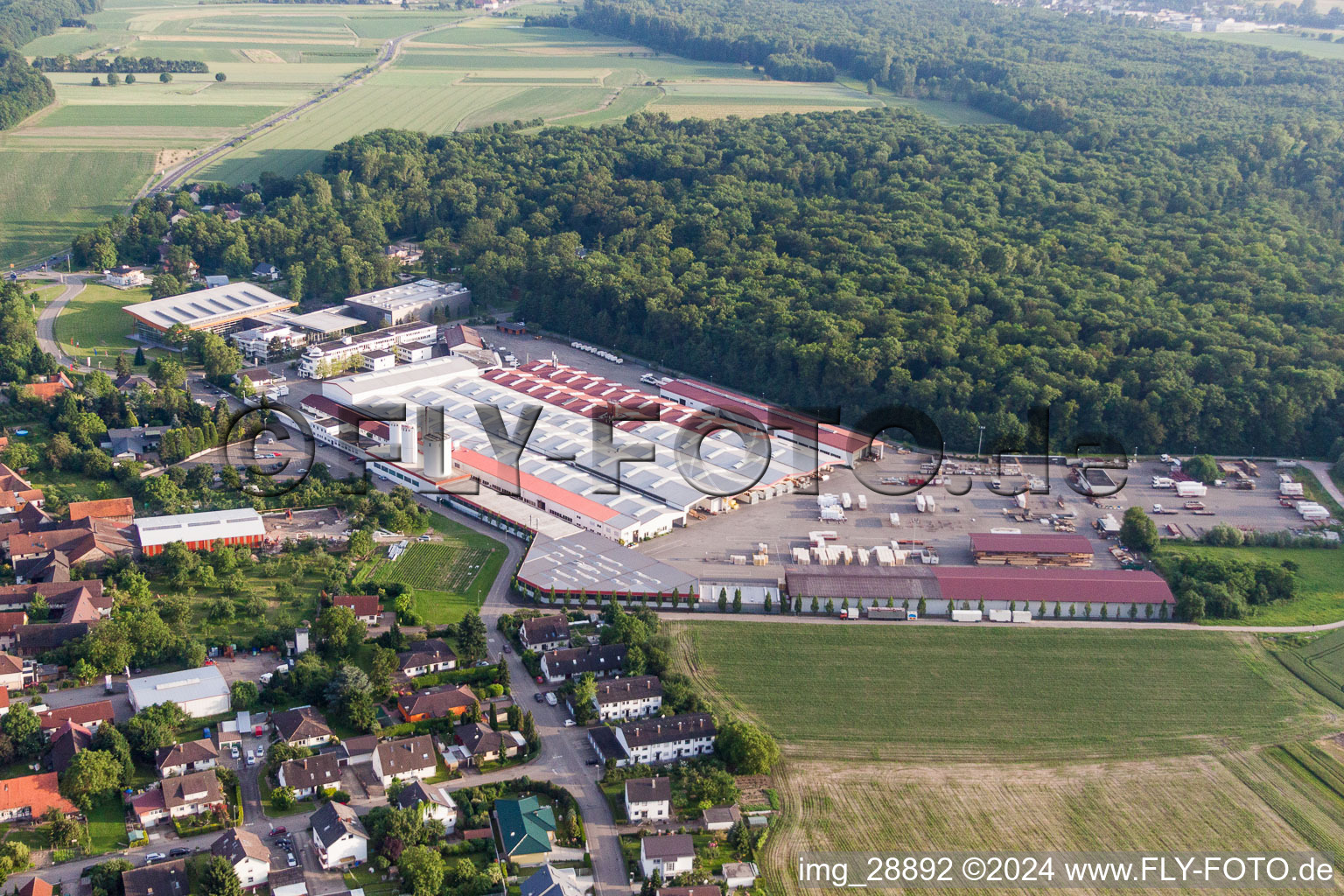 Building and production halls on the premises of WeberHaus GmbH & Co. KG in the district Linx in Rheinau in the state Baden-Wurttemberg, Germany