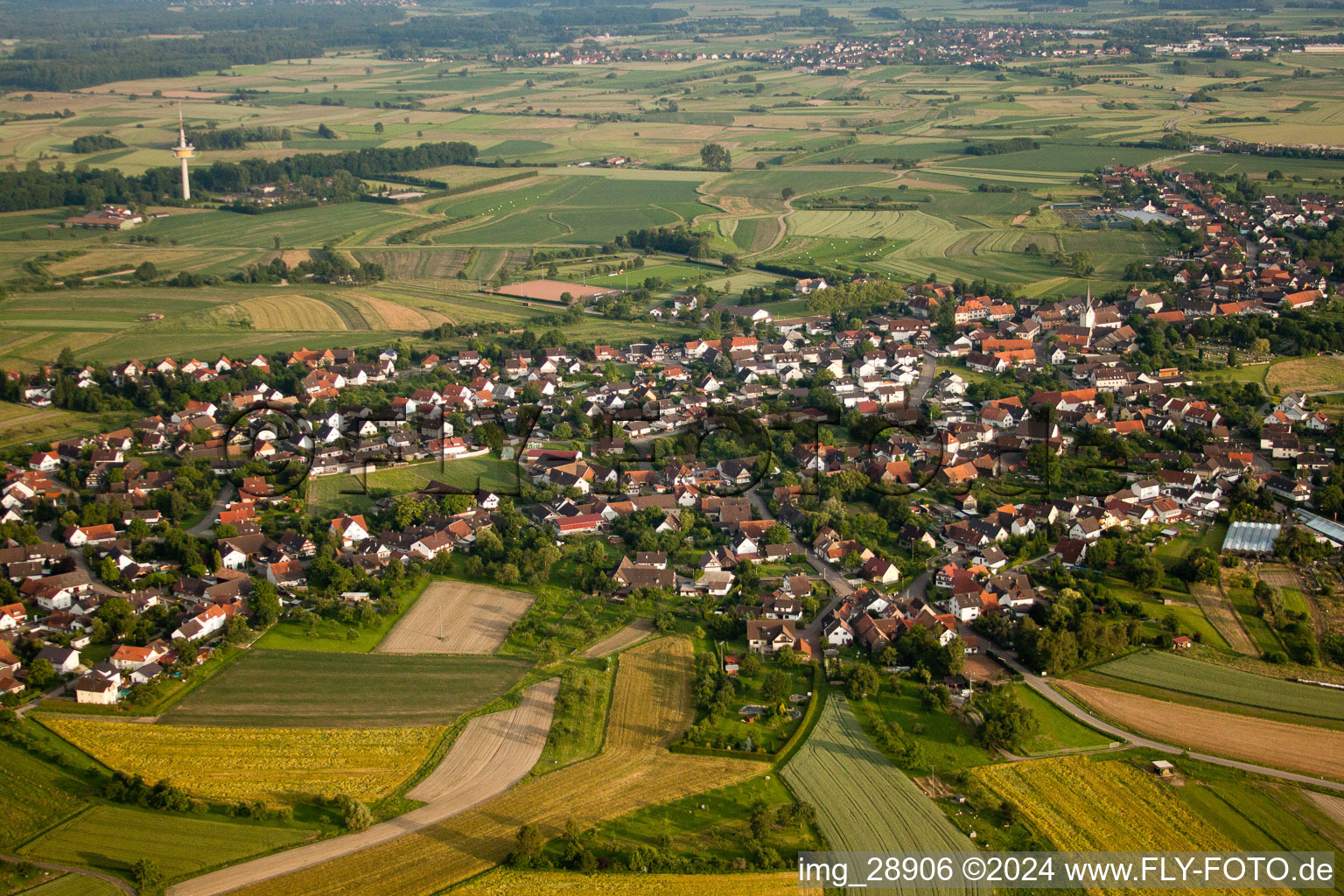 Aerial photograpy of District Legelshurst in Willstätt in the state Baden-Wuerttemberg, Germany