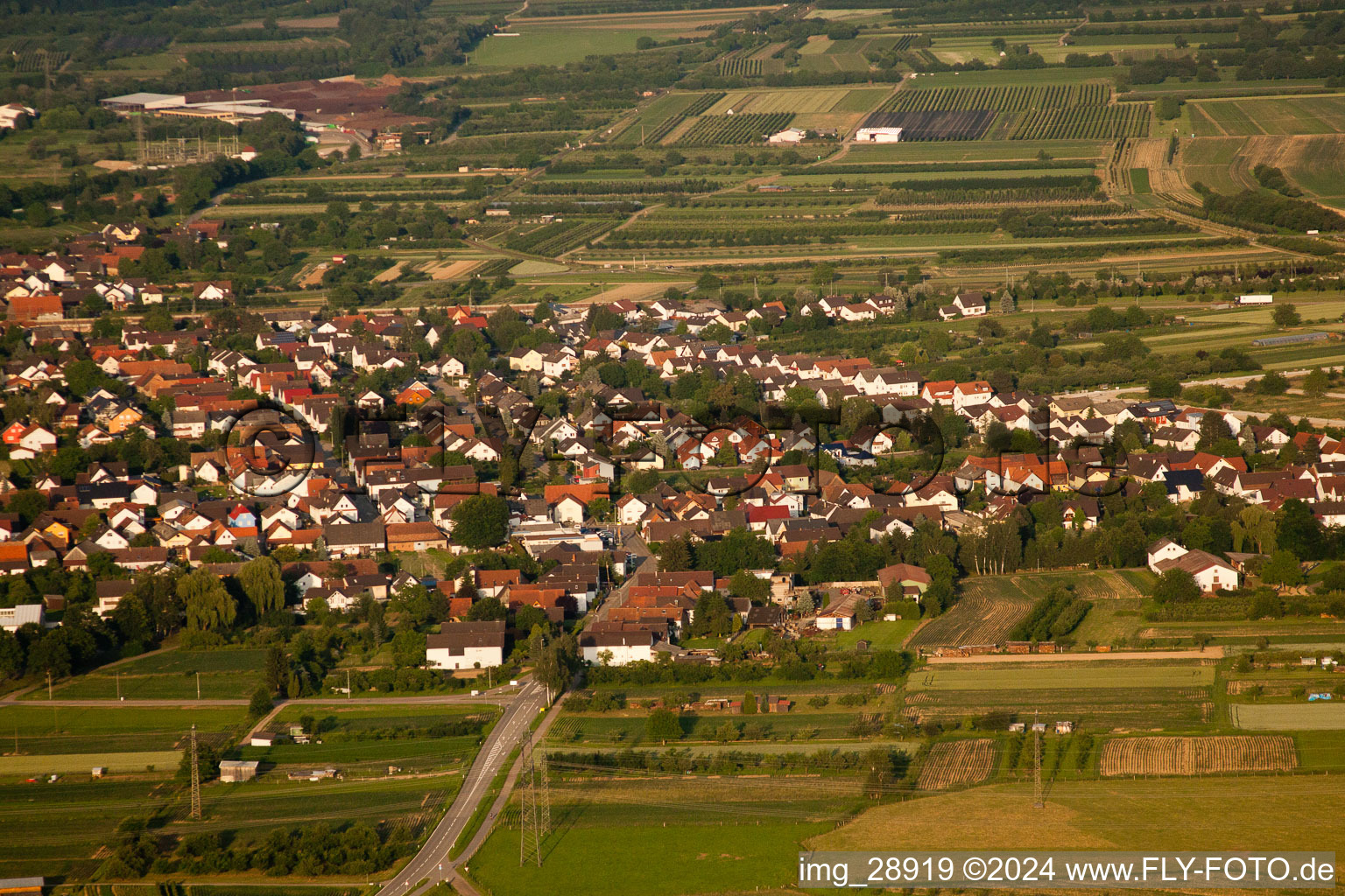 District Urloffen in Appenweier in the state Baden-Wuerttemberg, Germany from the plane