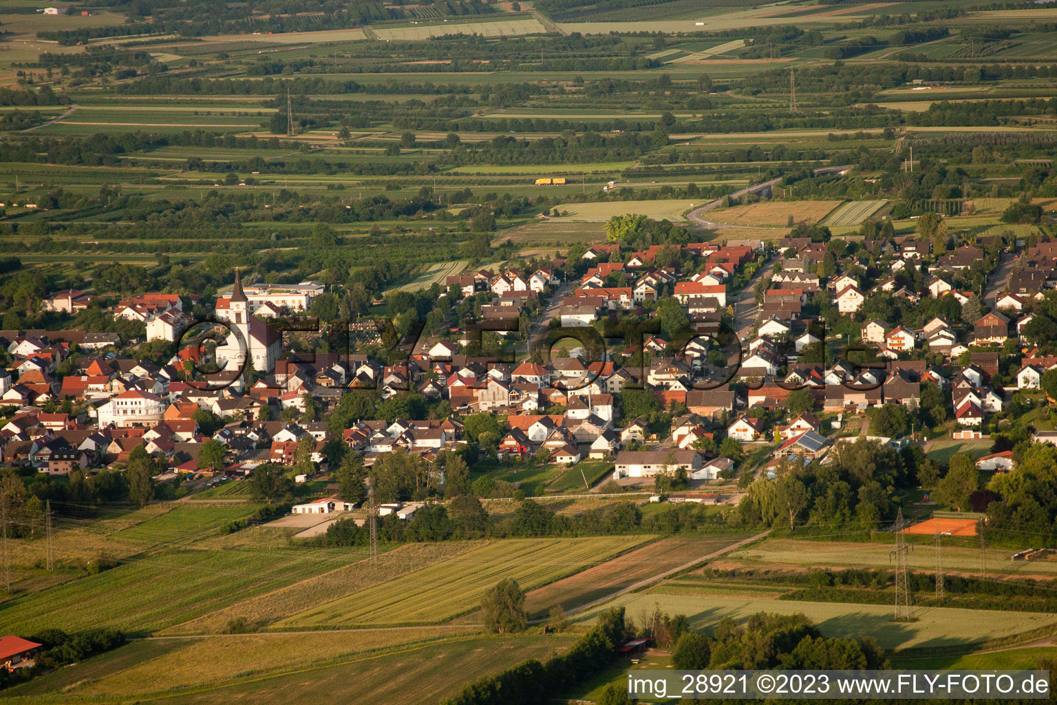 District Urloffen in Appenweier in the state Baden-Wuerttemberg, Germany viewn from the air