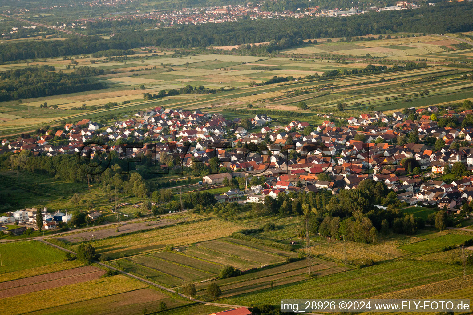 District Urloffen in Appenweier in the state Baden-Wuerttemberg, Germany from the drone perspective