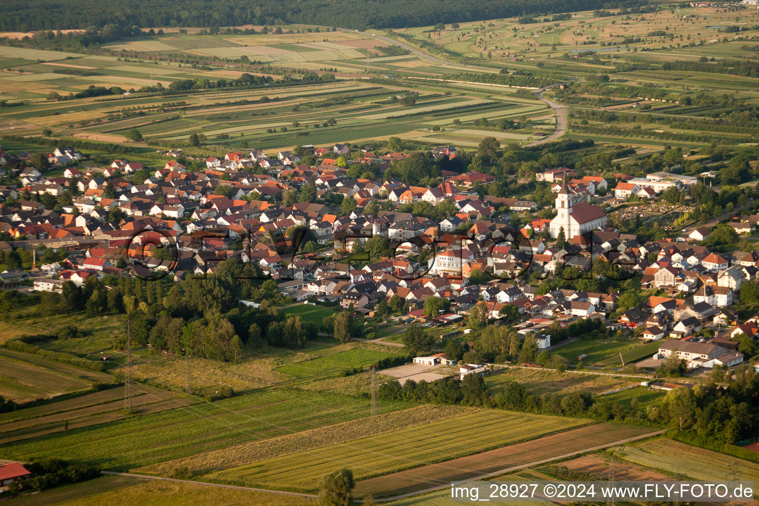 District Urloffen in Appenweier in the state Baden-Wuerttemberg, Germany from a drone