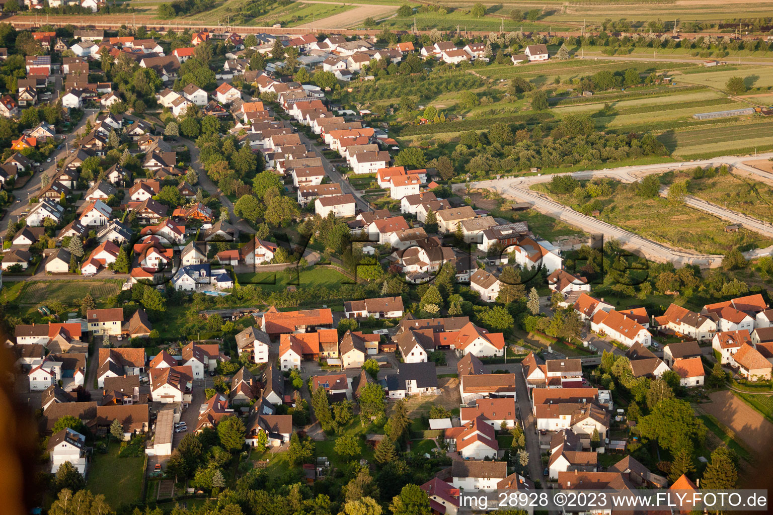 Aerial view of Runzweg in the district Urloffen in Appenweier in the state Baden-Wuerttemberg, Germany