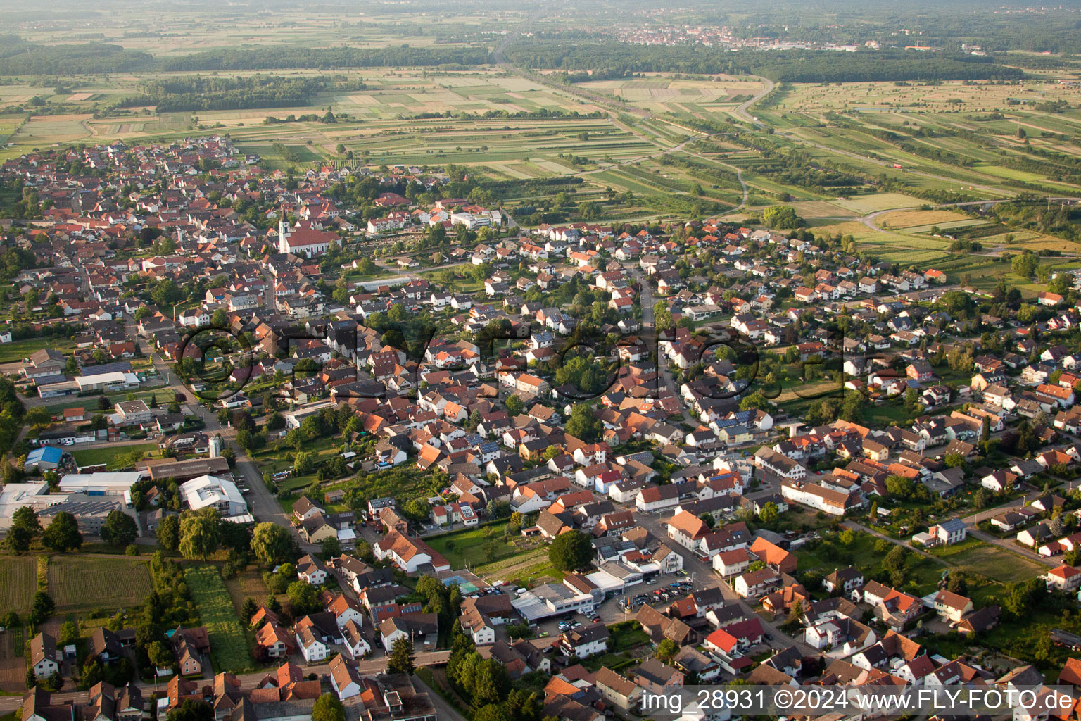 District Urloffen in Appenweier in the state Baden-Wuerttemberg, Germany seen from a drone