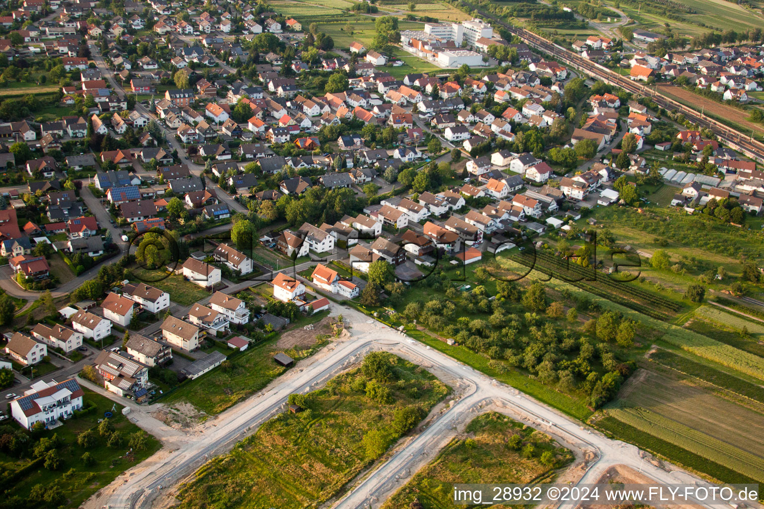 Oblique view of Runzweg in the district Urloffen in Appenweier in the state Baden-Wuerttemberg, Germany